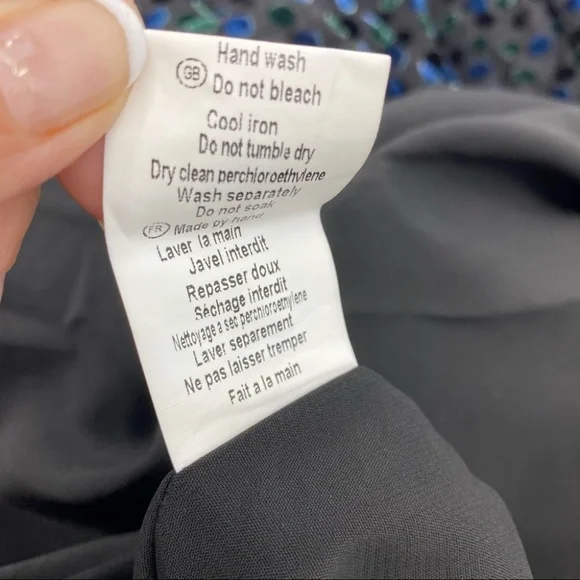 See U Soon | Black Velvet Dot Long Sleeve Dress with High Neck | Small New - Picture 9 of 10